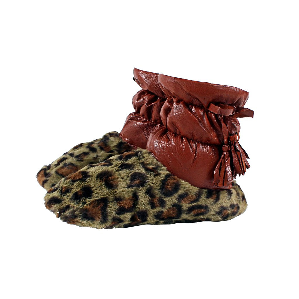 Oslo Leopard Sherpa Booties - Nordic Fleece - The Sherpa Pullover Outlet