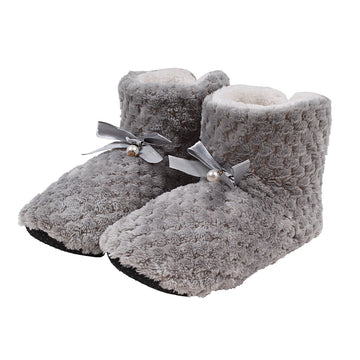 Pearl Bow Fleece Booties - Nordic Fleece - The Sherpa Pullover Outlet