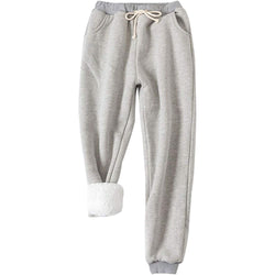 Women's Sherpa-Lined Joggers in Light Grey