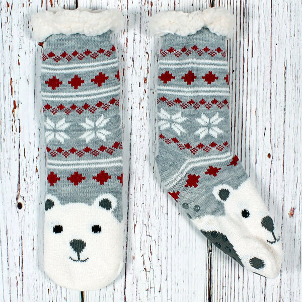 Fred the Polar Bear Sherpa Lined Socks - Nordic Fleece - The Sherpa Pullover Outlet